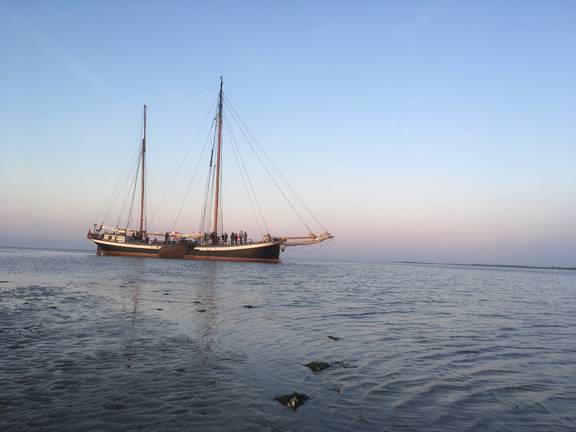 Avontuur op het droogvallende Wad in het avondlicht