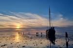 Met de Medusa droogvallen tijdens zonsondergang