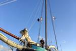 Spartivento drooggevallen op het Wad, gezien vanaf de boeg