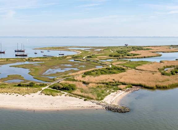 Luchtfoto van een eiland van de Marker Wadden in het Markermeer